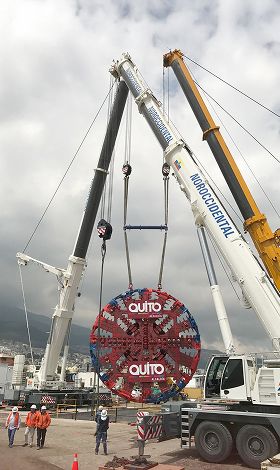 Transporte de tuneladoras TBM para proyecto Metro de Quito con logística especializada